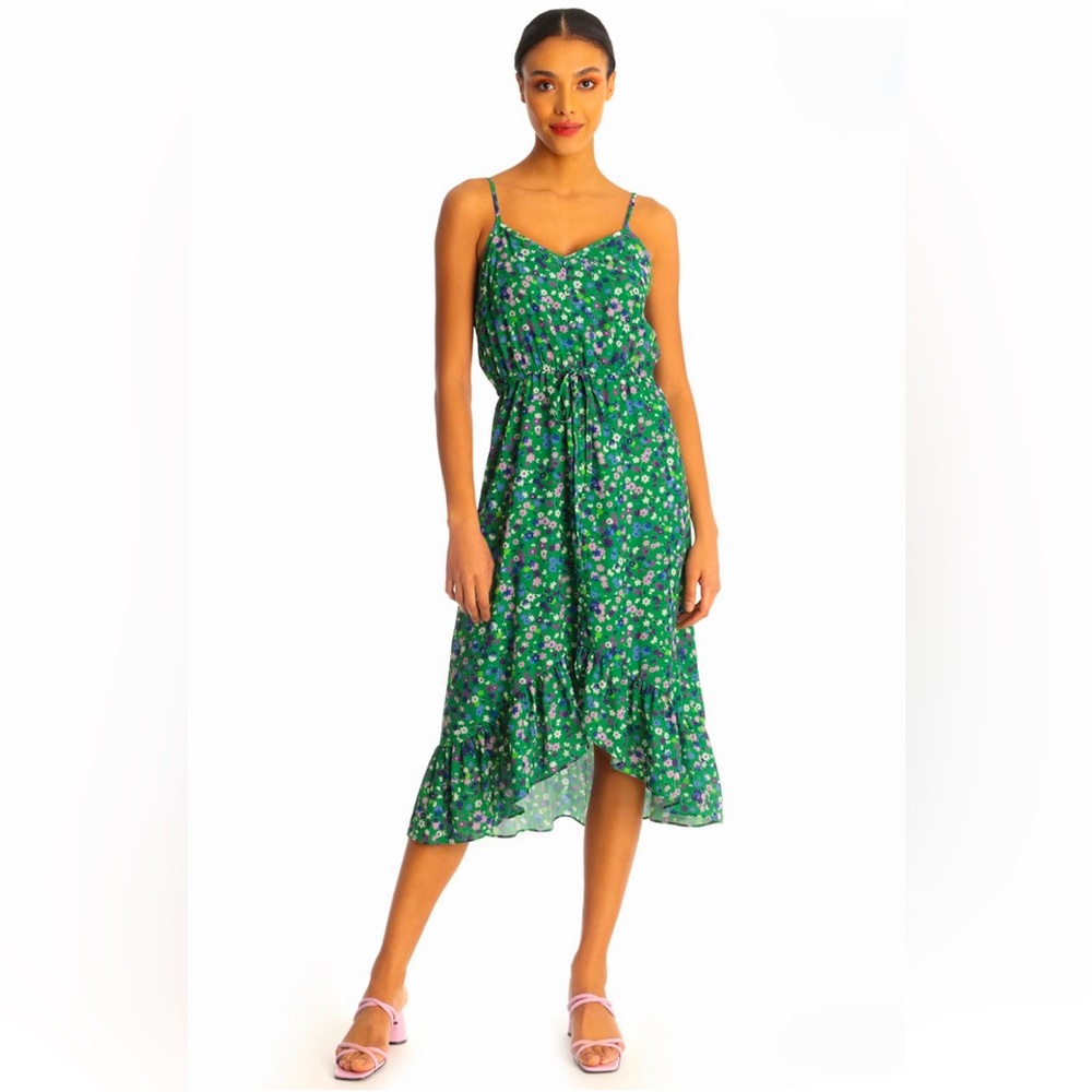 Donna Morgan Green Floral Midi Dress